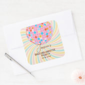 Sticker Carré Dernière fête de bachelorette rétro groovy disco (Enveloppe)