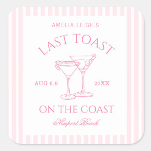 Sticker Carré Dernière Toast sur la Côte Week-end Rose de Bachel