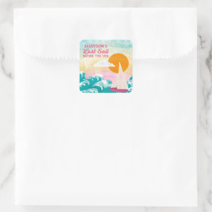 Sticker Carré Dernière voile avant le Voile Voilier et coucher d