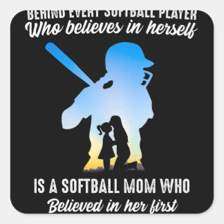 Sticker Carré Derrière Chaque Joueur Softball Softball Maman