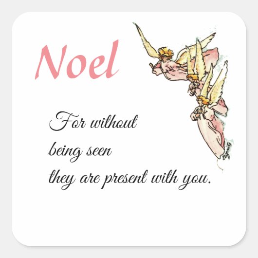 Sticker Carré Des anges d'aquarelle douce émergent de la Place d (Devant)