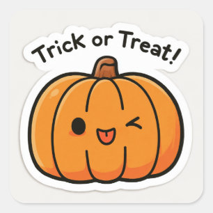 Sticker Carré Des friandises ou un sort! - Citrouille 2