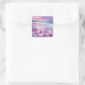 Sticker Carré Des loups roses sur la plage. (Sac)