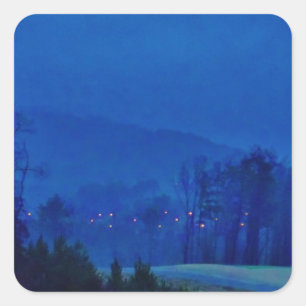 Sticker Carré Des lumières scintillantes dans un Blue Mountain M