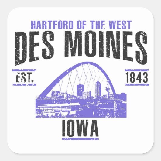 Sticker Carré Des Moines (Devant)
