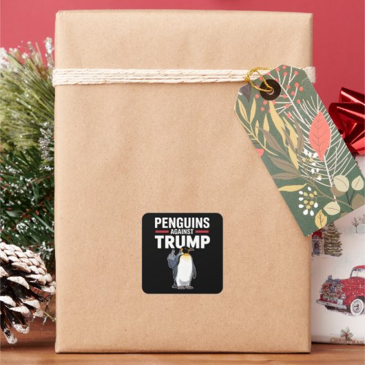 Sticker Carré Des palmes de pingouin contre Trump (vacances)