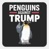 Sticker Carré Des palmes de pingouin contre Trump (Devant)