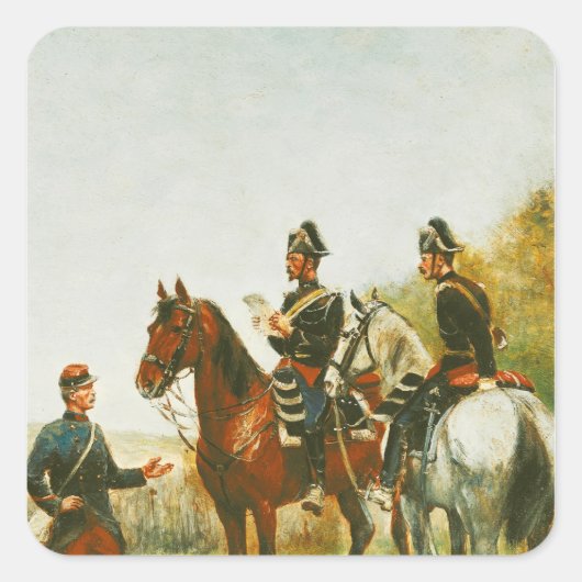 Sticker Carré Des policiers en visite d'inspection (Devant)