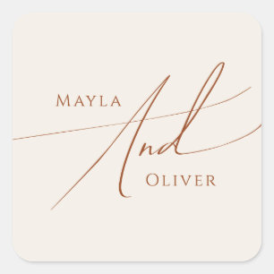 Sticker Carré Désert de Whimsical   Phoques Mariages beiges