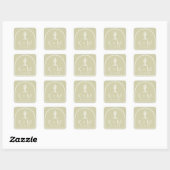 Sticker Carré Desert Vibes Mariage Cactus Motif Sage ID1019 (Feuille)