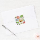 Sticker Carré Design arrière - plan transparent avec fleurs colo (Enveloppe)