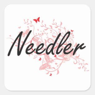 Sticker Carré Design artistique Needler avec papillons