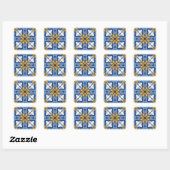 Sticker Carré design bleu jaune (Feuille)