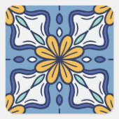 Sticker Carré design bleu jaune (Devant)