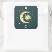 Sticker Carré Design céleste du soleil et de la lune avec phases (Sac)