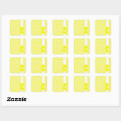 Sticker Carré Design Chevron élégant citron avec monogramme (Feuille)