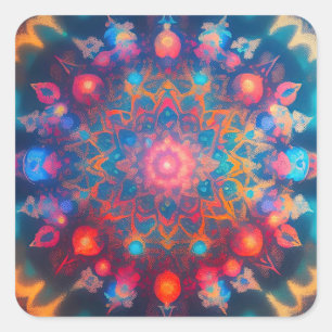 Sticker Carré Design cosmique Super Hippie