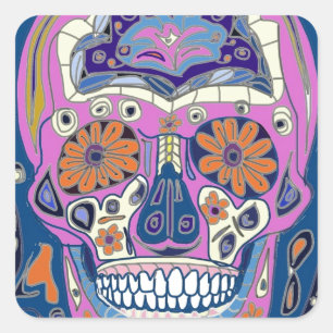 Sticker Carré Design crâne sucre