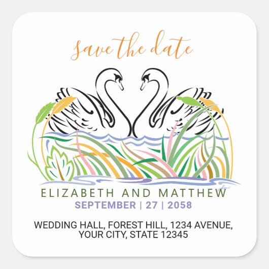 Sticker Carré Design d'amour minimaliste et élégant (Devant)