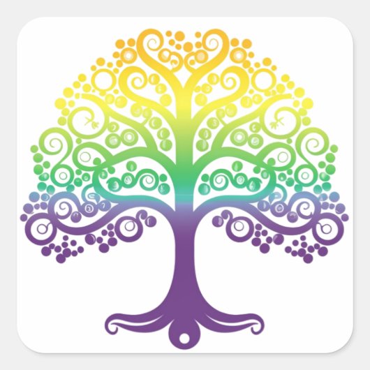 Sticker Carré Design d'arbre coloré Mardi gras (Devant)