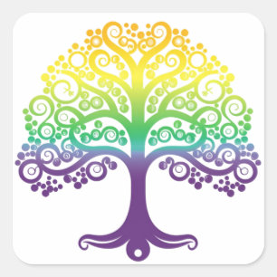 Sticker Carré Design d'arbre coloré Mardi gras