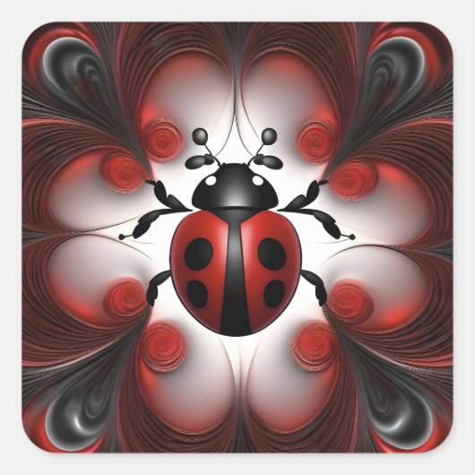 Sticker Carré Design d'art Abstrait Ladybird, (Devant)