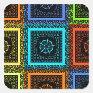 Sticker Carré Design d'art Motif multicolore de charme À damiers