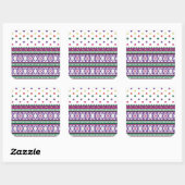 Sticker Carré Design d'art populaire géométrique coloré avec fle (Feuille)