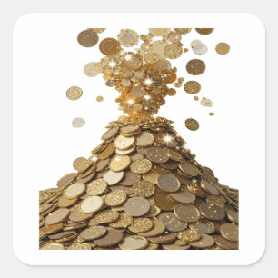 Sticker Carré Design d'autocollant MOUNTAIN OF GOLD argent Cool