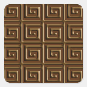 Sticker Carré Design de clé grecque - chocolat noir