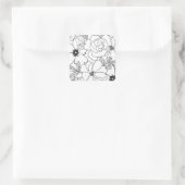 Sticker Carré Design de dessin élégant Rose Floral Line (Sac)