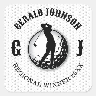 Sticker Carré Design de golf élégant minimaliste classique rond
