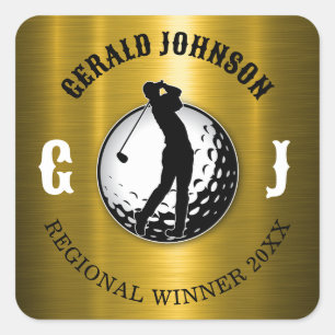Sticker Carré Design de golf élégant minimaliste classique rond