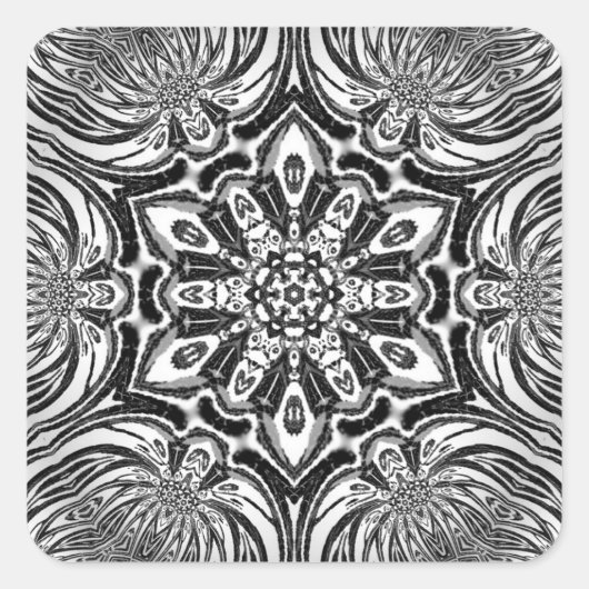 Sticker Carré design de mandala de fleurs (Devant)