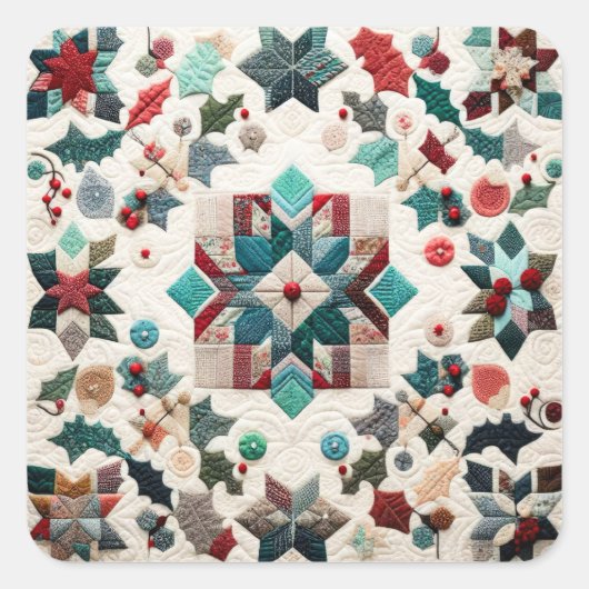 Sticker Carré Design de Noël doré (Devant)