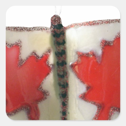 Sticker Carré Design de papillon du drapeau canadien (Devant)