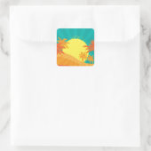 Sticker Carré Design de surf tropical rétro de Sunset Beach (Sac)