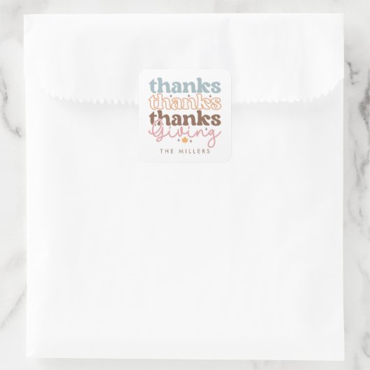 Sticker Carré Design de typographie super Thanksgiving (Sac)