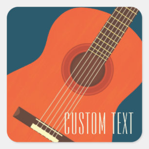 Sticker Carré Design d'illustration guitare/musique