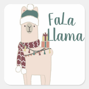 Sticker Carré Design du Cute Holiday Fa La Llama