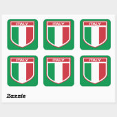 Sticker Carré Design du drapeau/de l'insigne en Italie (Feuille)