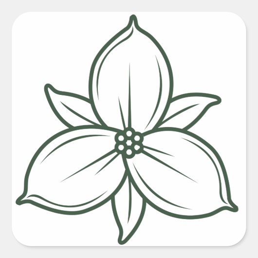 Sticker Carré design élégant linéaire trillium (Devant)