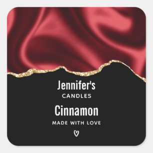 Sticker Carré Design en satin foncé en verre rouge - Bougie