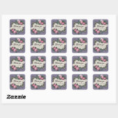 Sticker Carré Design floral couleur pastel (Feuille)