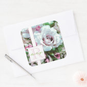 Sticker Carré Design floral | Rose rose | Monogramme (Enveloppe)