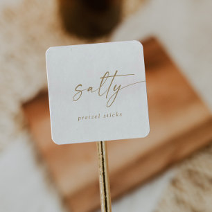 Sticker Carré Design Gold Script Salty Wedding Favoriser