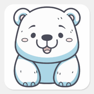Sticker Carré Design graphique de l'ours polaire Kawaii