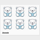 Sticker Carré Design graphique de l'ours polaire Kawaii (Feuille)