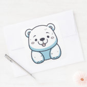 Sticker Carré Design graphique de l'ours polaire Kawaii (Enveloppe)
