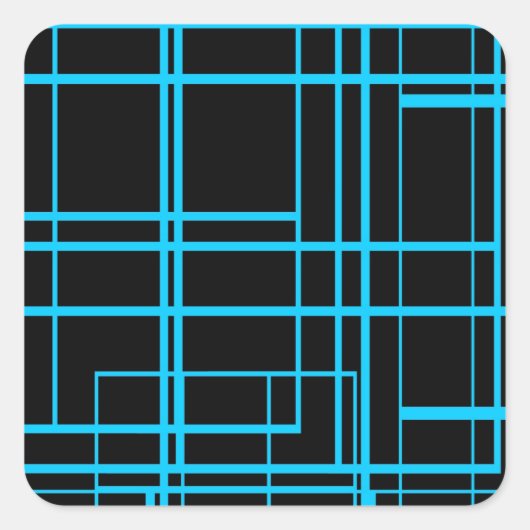Sticker Carré Design laser noir et bleu (Devant)